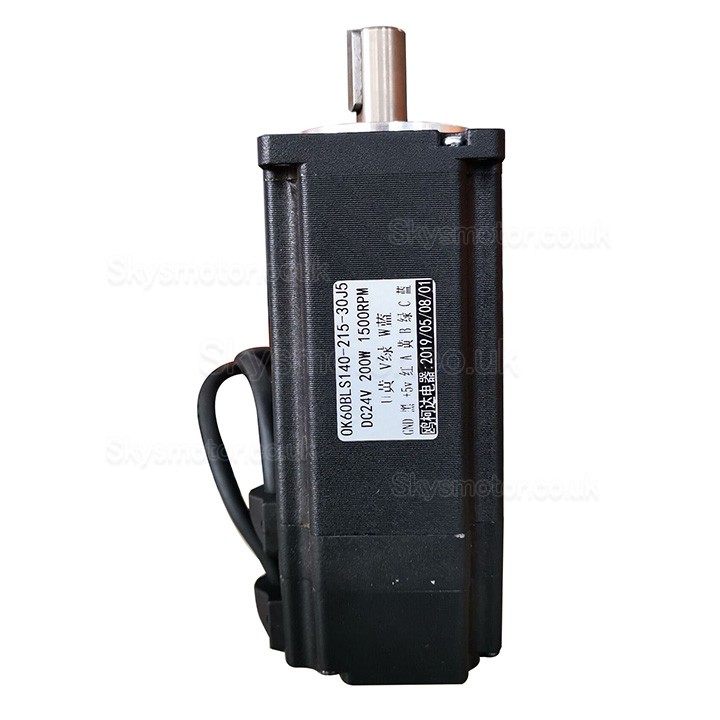 200W 24V Brushless DC Motor OK60BL140-215-30J5 127Ncm 1800RPM 3 Phase Φ60mm Keyway